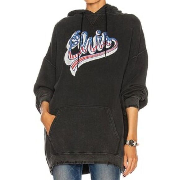 R13 Elvis Flag Logo Oversized Hoodie - Picture 1 of 10